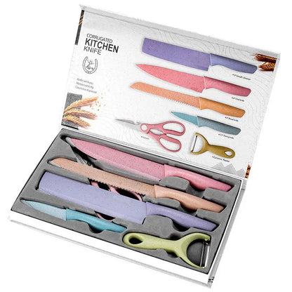 Eco-friendly Pastel Kitchen Utensil Knife Cutting Board Set 7 PCS