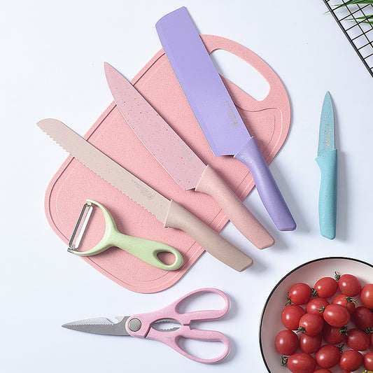 Eco-friendly Pastel Kitchen Utensil Knife Cutting Board Set 7 PCS