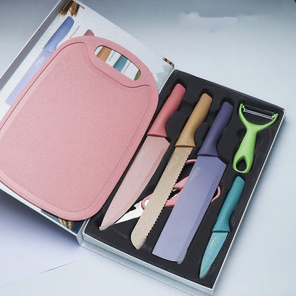 Eco-friendly Pastel Kitchen Utensil Knife Cutting Board Set 7 PCS