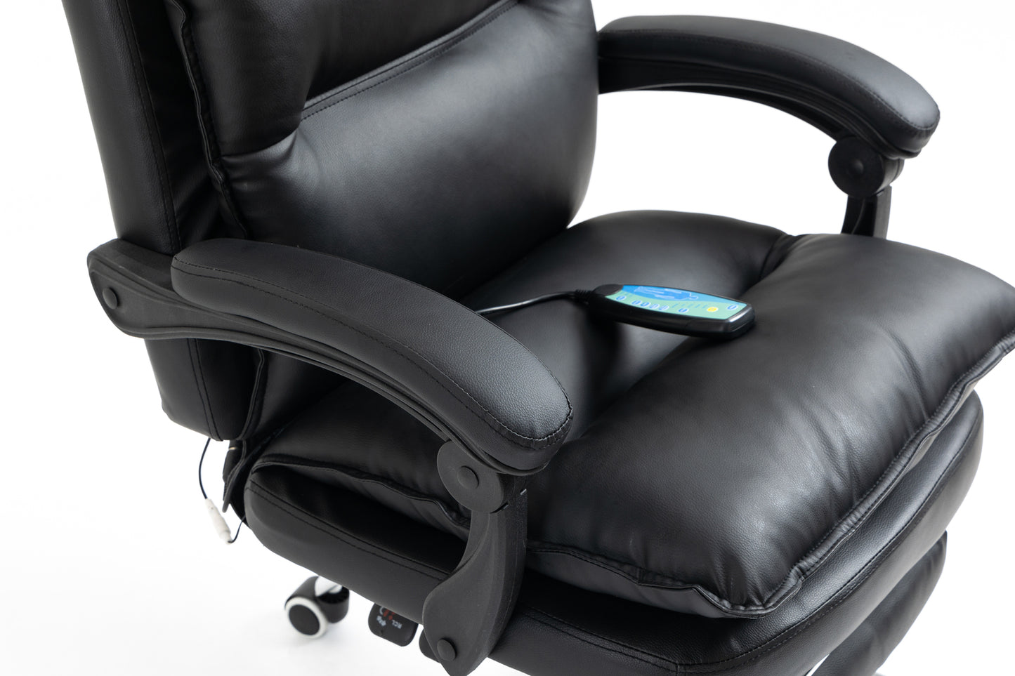 Luxury Executive Reclining Office Chair with Foot Rest and Massager Black