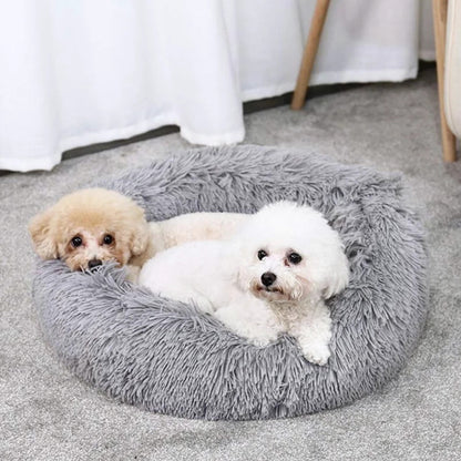 40cm Cozy Plush Soft Fluffy Pet Bed for Dogs and Cats Light Grey