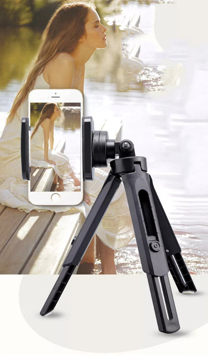 Adjustable Mini Desktop Tripod with Universal Phone Mount for Vlogging and Streaming