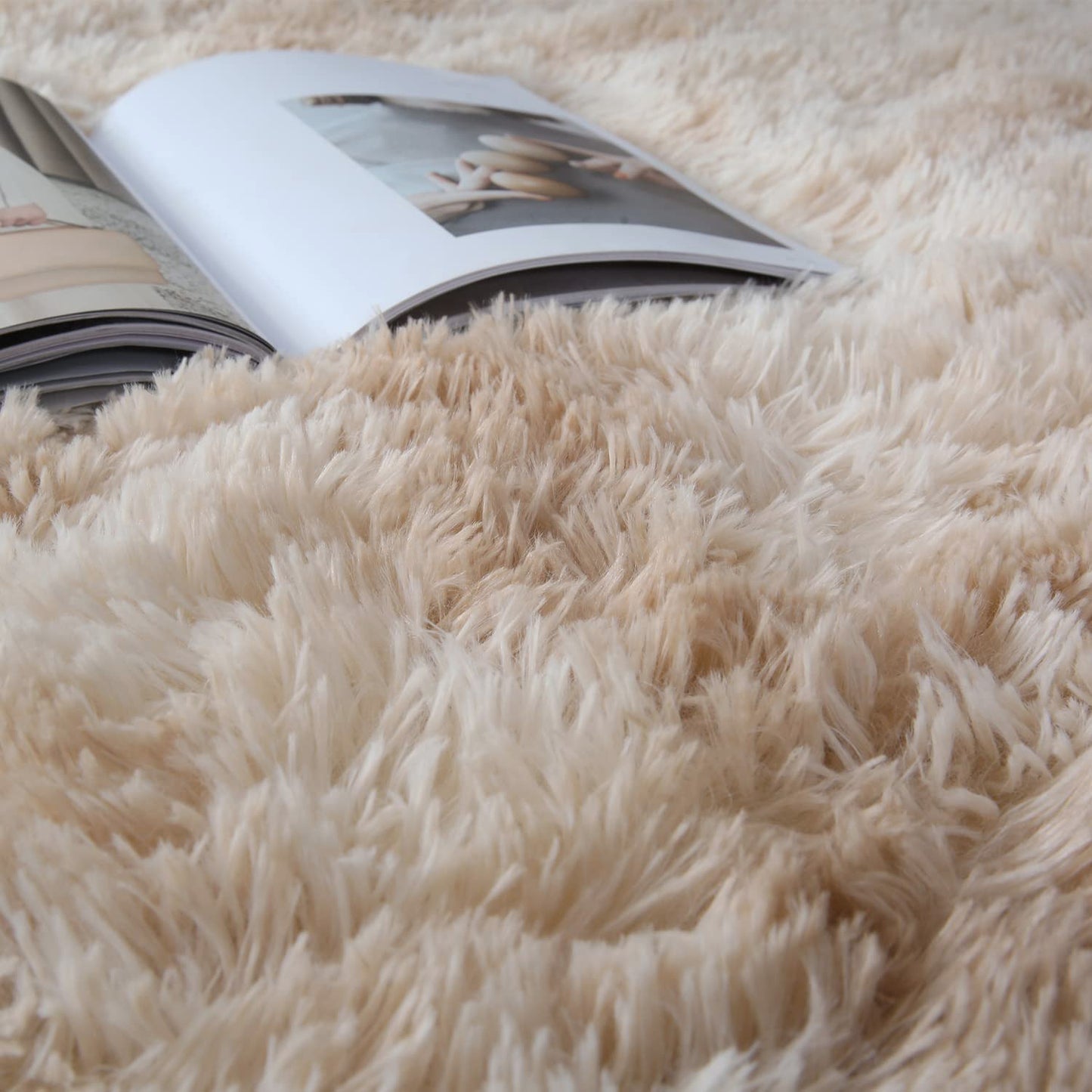 230 x 160 Large Soft Comfortable Shag Rug Tan