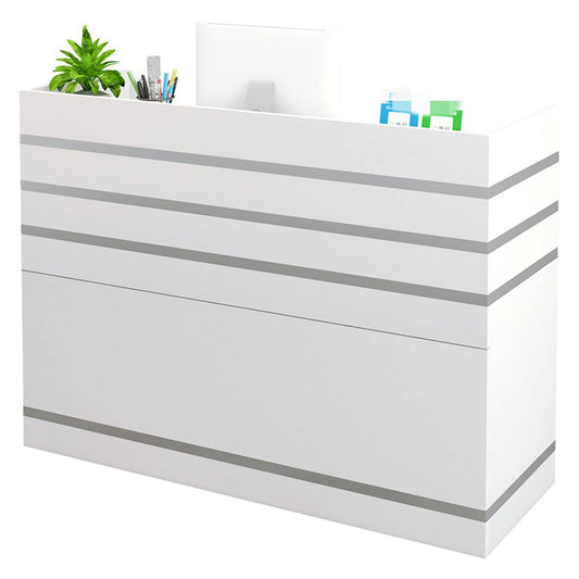 Large Reception Desk Counter with Ample Shelves for Office