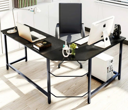 Double Workstation Modern Corner Office Computer Desk - Black