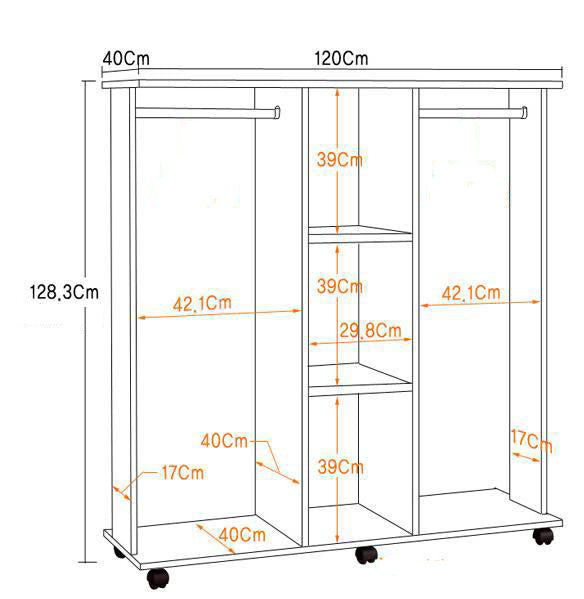 Space-Saving Wardrobe with Shelves and Hanging Racks Oak Furniture