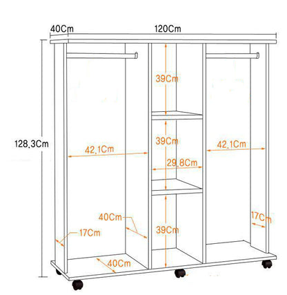 Space-Saving Wardrobe with Shelves and Hanging Racks Oak Furniture