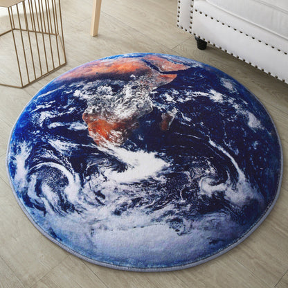 Luxury Plush Comfort Infinity Round Earth Planet World Rug