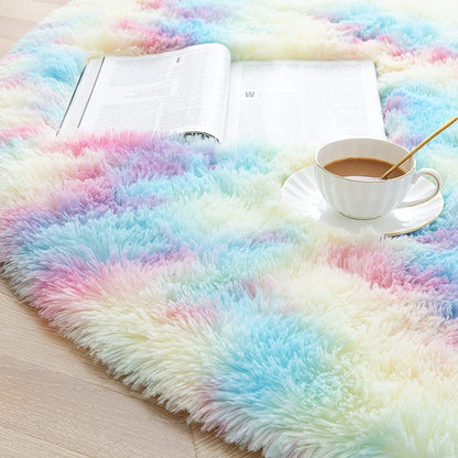 2m Large Infinity Round Shag Rug Soft Cozy Rainbow Dream