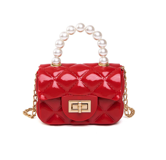 Chic Mini Quilted Chain Shoulder Coin Bag High Gloss Handbag Red