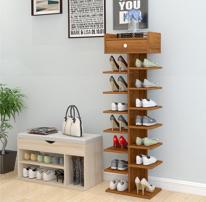 8 Tier Wooden Shoe Rack Storage Organizer Oak