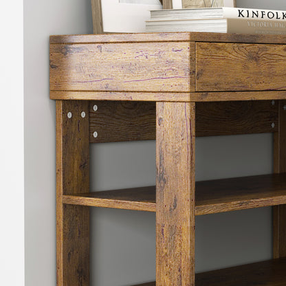 Extra Spacious 7 Tier Wooden Shoe Rack Organizer Shelf Cabinet Rustic Wood