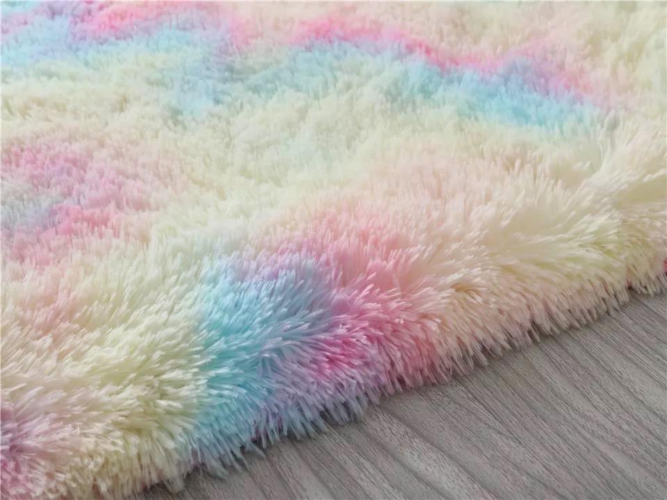 2m Large Infinity Round Shag Rug Soft Cozy Rainbow Dream