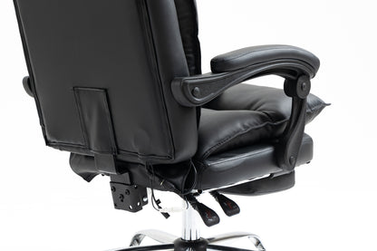 Luxury Executive Reclining Office Chair with Foot Rest and Massager Black