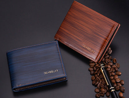 Premium Slim PU Leather Wallet for Men Navy Blue