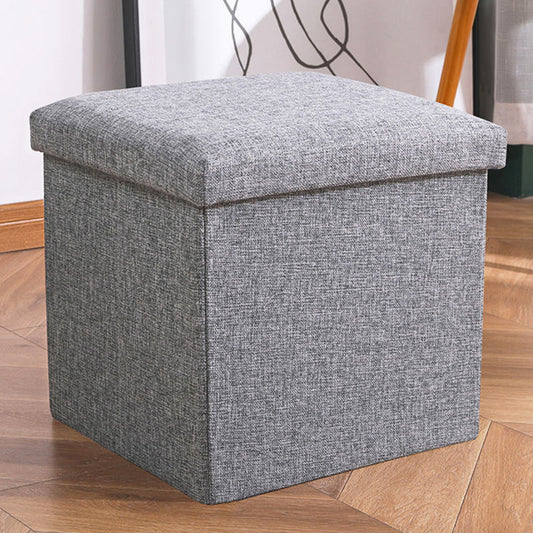 Multifunction Linen Ottoman Folding Storage Stool Grey