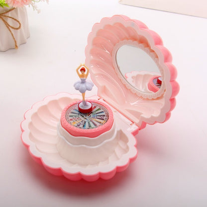 Dancing Ballerina Shell Music Box Jewellery Organiser Pink