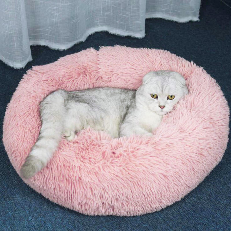 40cm Cozy Plush Soft Fluffy Pet Bed for Dogs and Cats Pink