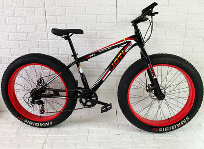 Heavy Duty Fat Tire Mountain Bike Premium Red & Black