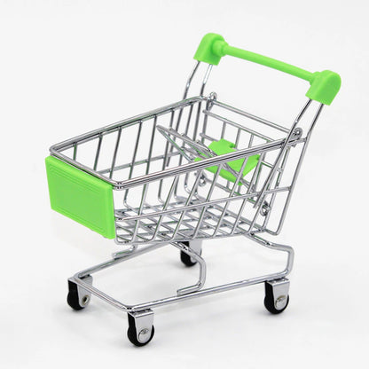 Mini Shopping Cart Toy for Kids Supermarket Trolley Green