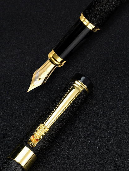 Elegant Dragon Metal Ink Fountain Pen Black Frosted