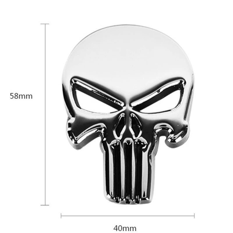 3D Skull Badge Chrome Emblem Car Sticker Auto Decal