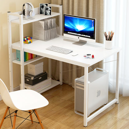 Modern Workstation Computer Desk with Storage Shelves White