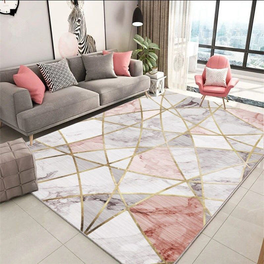 XL Extra Large 300 x 200 Luxury Plush Comfort Pink Marble Rug Carpet Mat