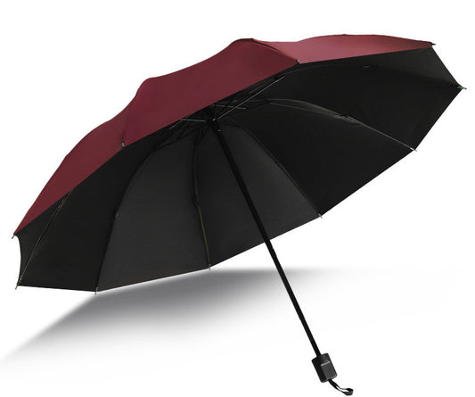 Large Windproof UV-Resistant Folding Umbrella Maroon Red