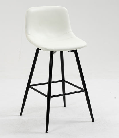 Set of 2 Modern Faux Leather Bar Stools White