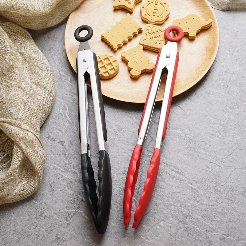 27cm Stainless Steel Silicone Tongs Red for Cooking and Grilling