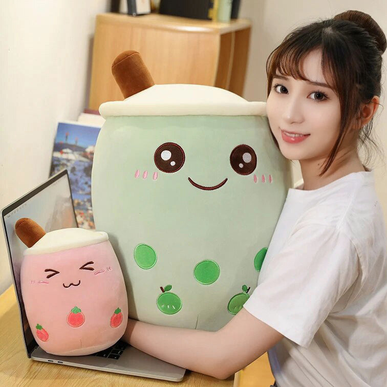 40cm Adorable Bubble Tea Plush Toy Boba Pillow Cushion Green