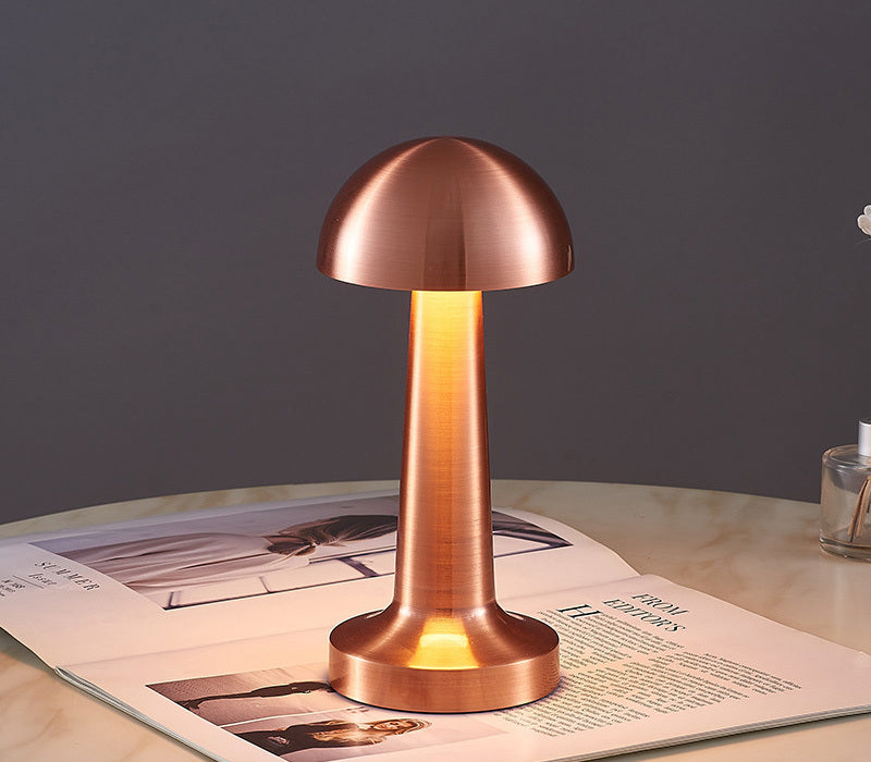 Cordless Touch Sensor LED Table Lamp Rose Gold Dome