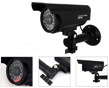 2 Pack Solar Powered Fake Security Cameras with Realistic LED Lights