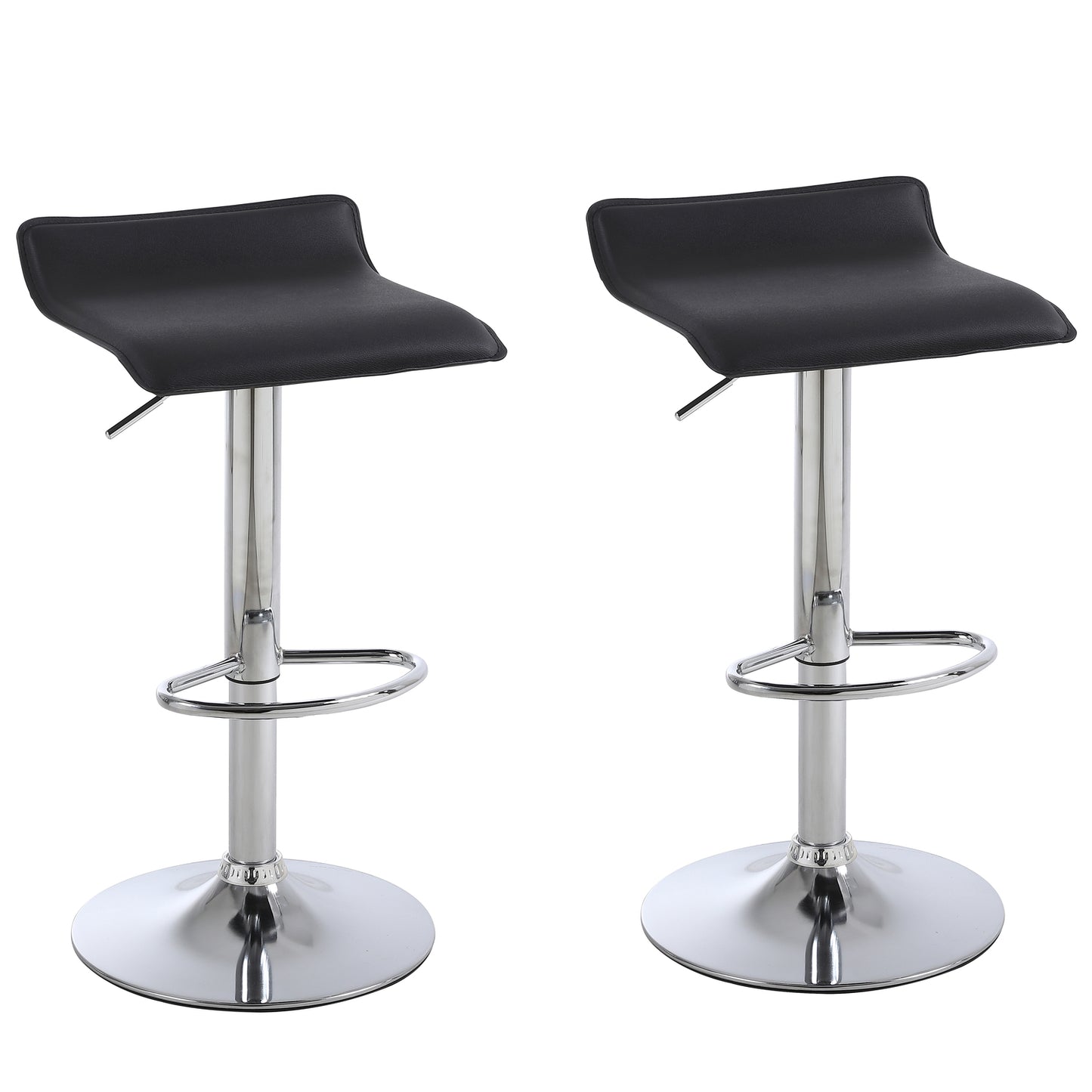 Set of 2 Modern PU Leather Kitchen Bar Stools Black