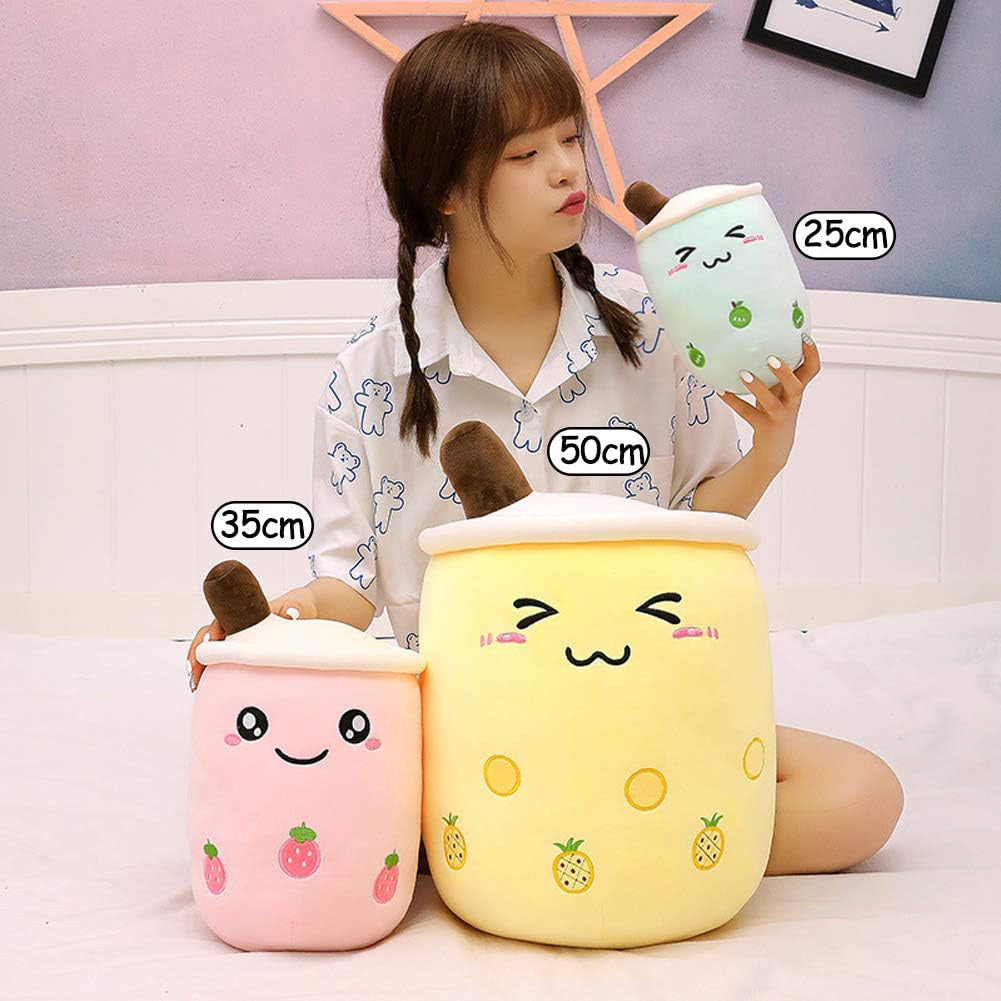 40cm Bubble Tea Plush Toy Boba Cuddly Doll Pillow Cushion Pink