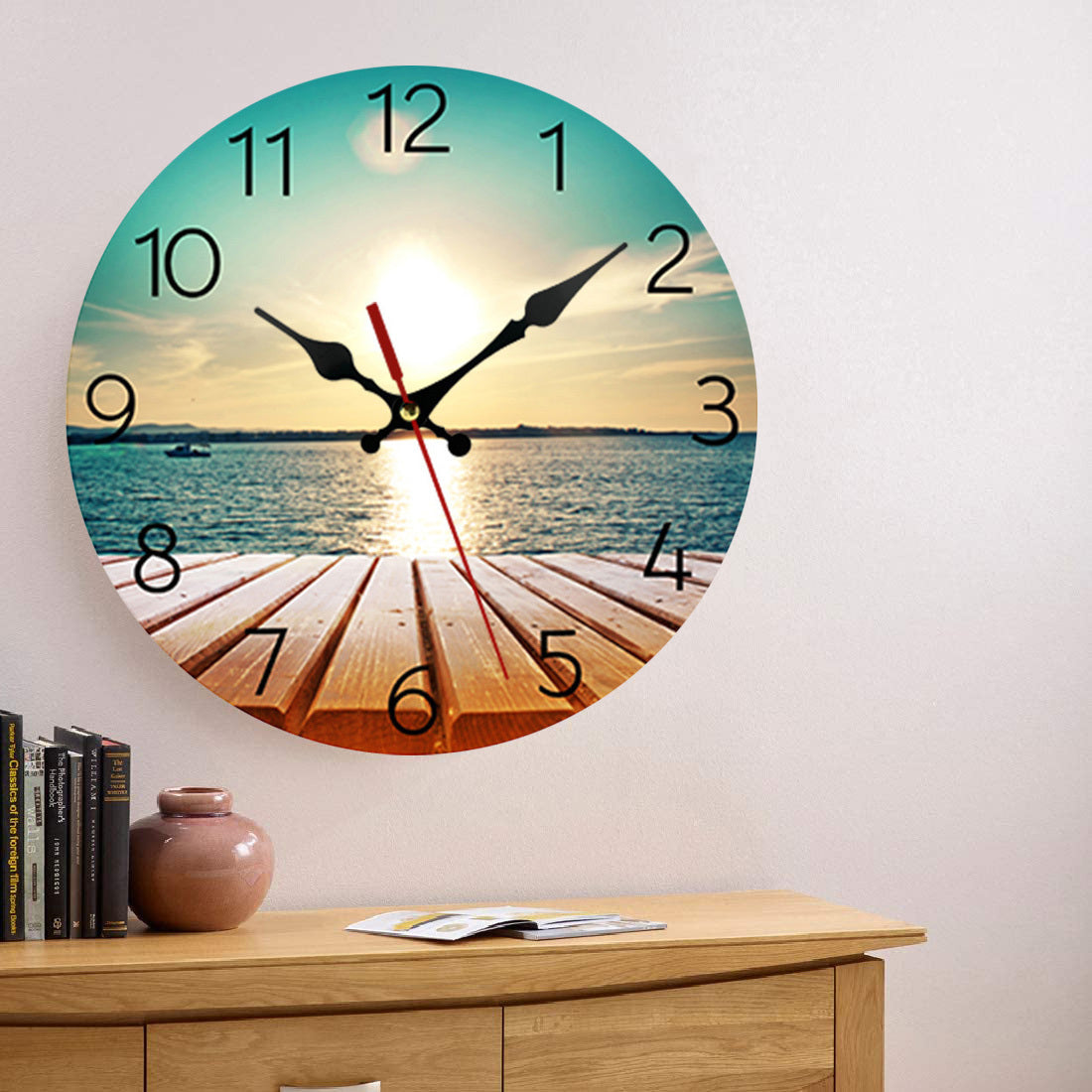 Coastal Wooden Beach Home Decor Wall Clock