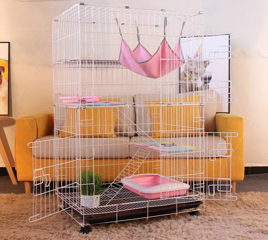 Large 4 Tier Pet Cat Bird Cage Pet Home Exercise Crate Playpen White