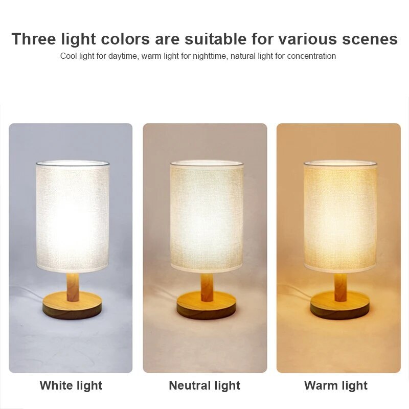 Elegant Wooden LED Table Lamp Night Light for Cozy Ambiance