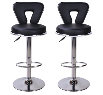 Set of 2 Stylish PU Leather Bar Stools Black