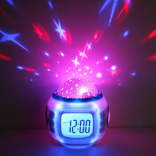 Starry Sky Projection Digital Alarm Clock with Music and Calendar