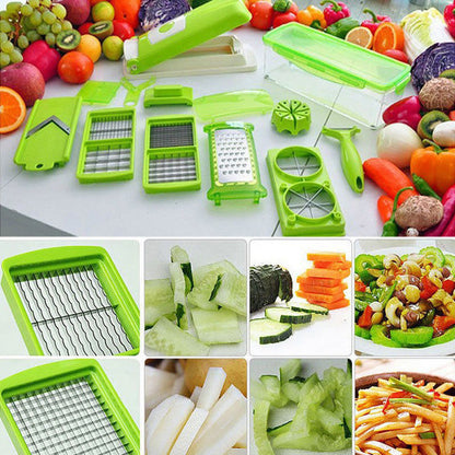 12 Piece Vegetable Fruit Dicer Slicer Food Processor Cutter Set