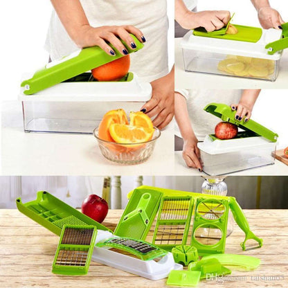 12 Piece Vegetable Fruit Dicer Slicer Food Processor Cutter Set