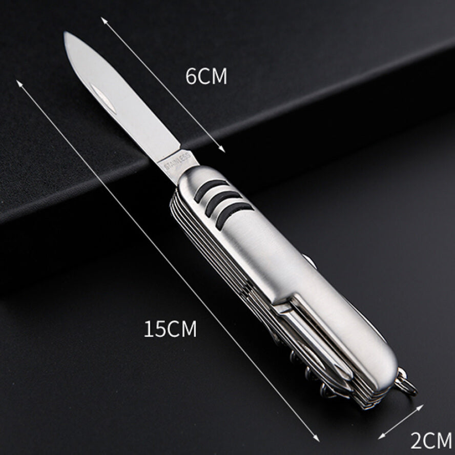 11 in 1 Stainless Steel Multi-Tool Pocket Knife for Camping and Survival