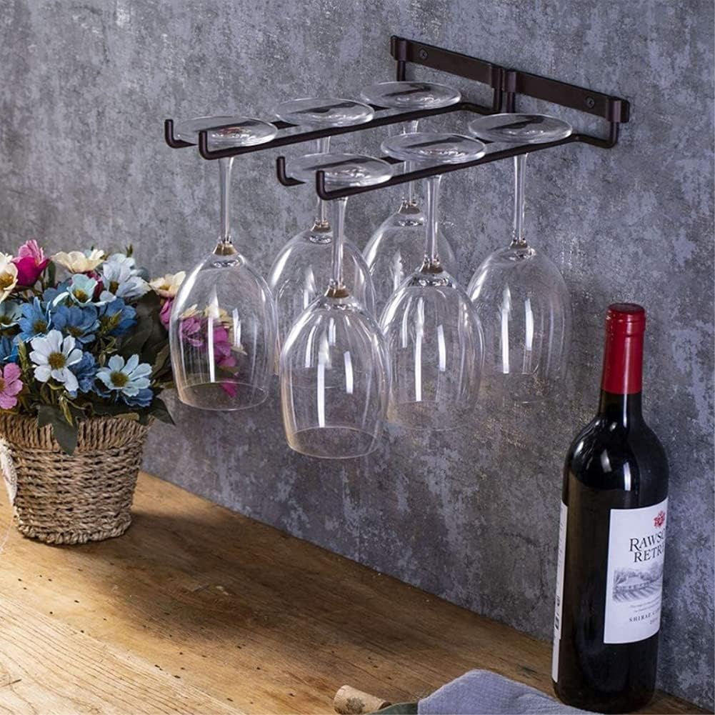Wine Glass Hanger Rack Under Cabinet Stemware Storage Organizer for Kitchen Bar