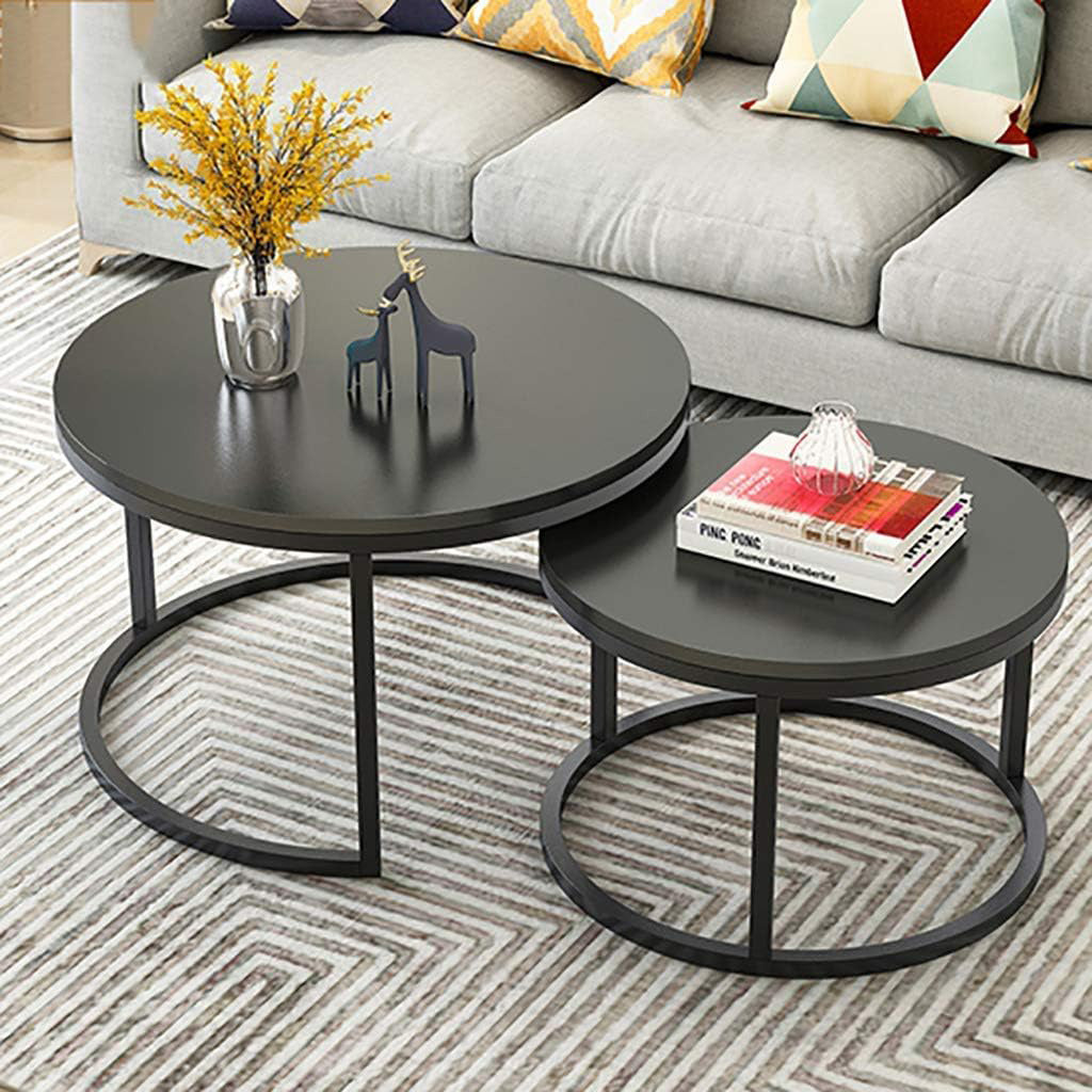 Stylish Black Nesting Coffee Tables Modern Living Room Furniture Set