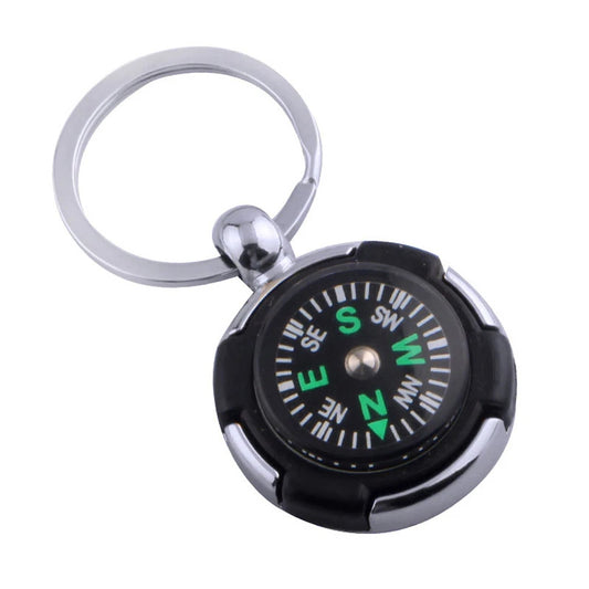 Compact Stainless Steel Compass Keychain for Outdoor Navigation