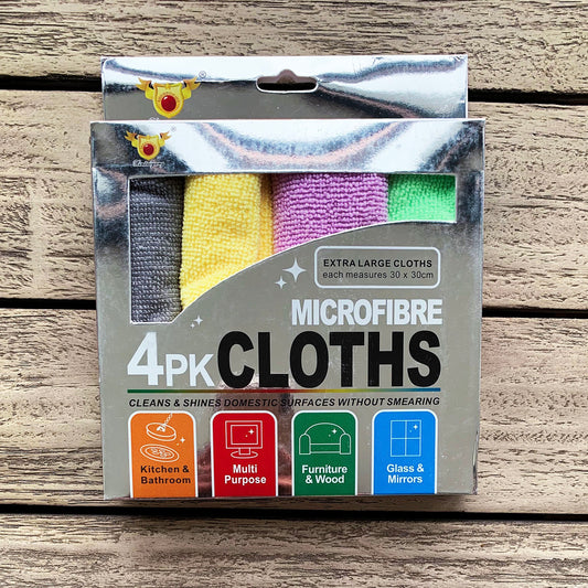 4-Pack Premium Microfibre Magic Cleaning Cloths for Streak-Free Shine