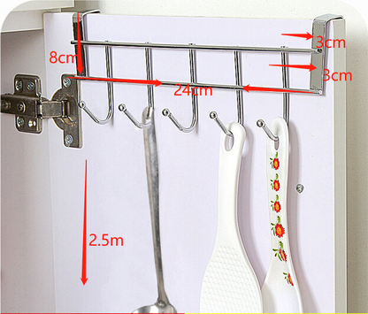 Large 5 Hook Over Door Steel Hanging Rack for Easy Organization