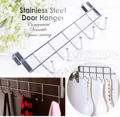 Large 5 Hook Over Door Steel Hanging Rack for Easy Organization